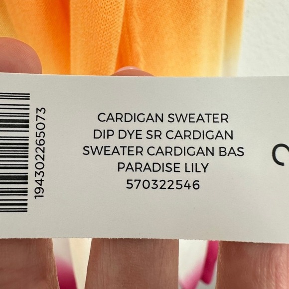 Chico's Ombre‎ Cardigan Sweater Orange White Pink Open Front Knit Size Large NWT - Picture 10 of 11